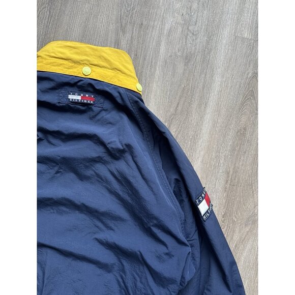 Vintage Tommy Hilfiger Jacket Rare Streetwear Hype XLarge Blue Yellow Red Patch - Picture 15 of 16